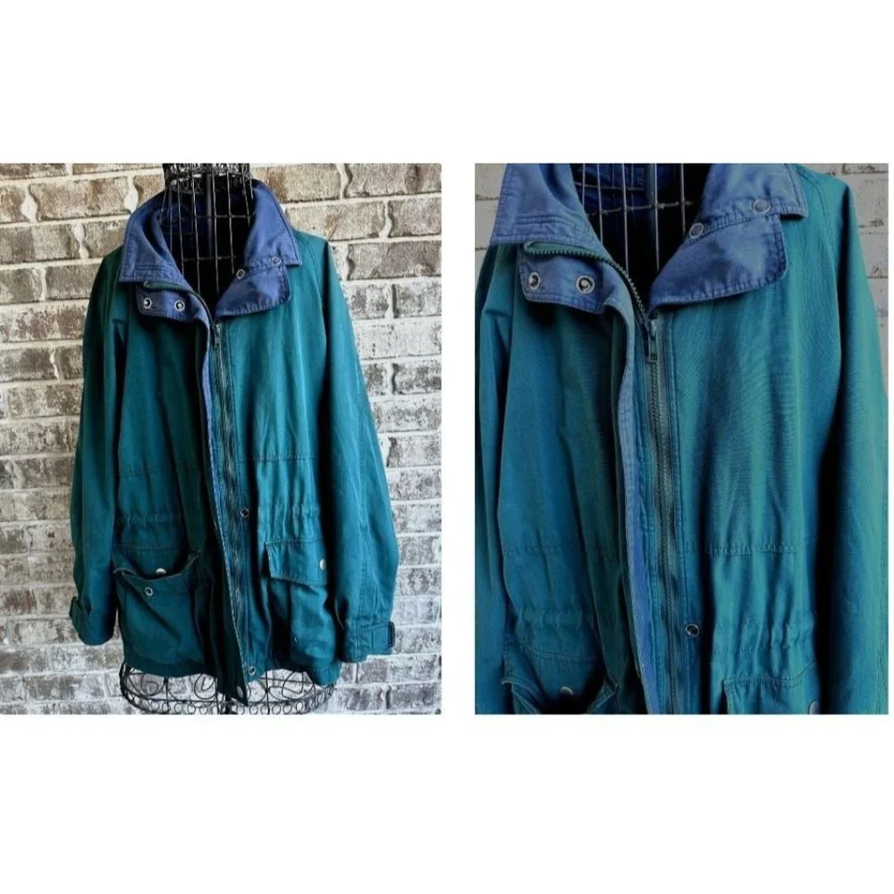 VTG 1990s Towne London Fog Jacket Windbreaker Green Unisex Medium Petite… - Picture 2 of 12
